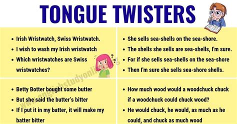 Tongue twisters 65 popular tongue twisters to improve your pronunciation – Artofit