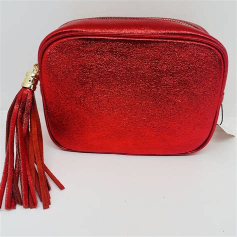 Red Metallic Leather Camera Bag | Medi Gifts