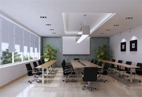 Black chairs for white meeting room design - Office Design | Conference ...