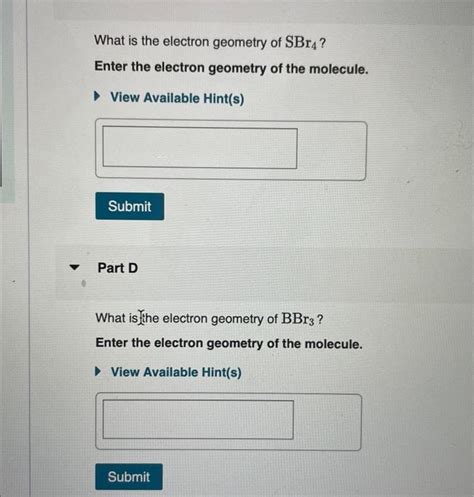 Solved What is the electron geometry of SBr4 ? Enter the | Chegg.com