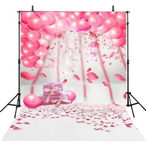 5x7ft Kids Backdrop Photography Birthday Props Pink Balloon Photo Backdrops Baby Birthday ...