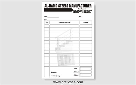 Steel Works Bill Book Cdr Template Design Free Download | Graficsea