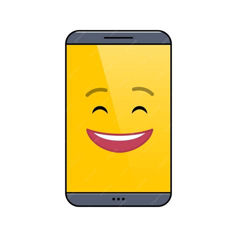 Premium Vector | Joyful mobile phone isolated emoticon icon laughing ...