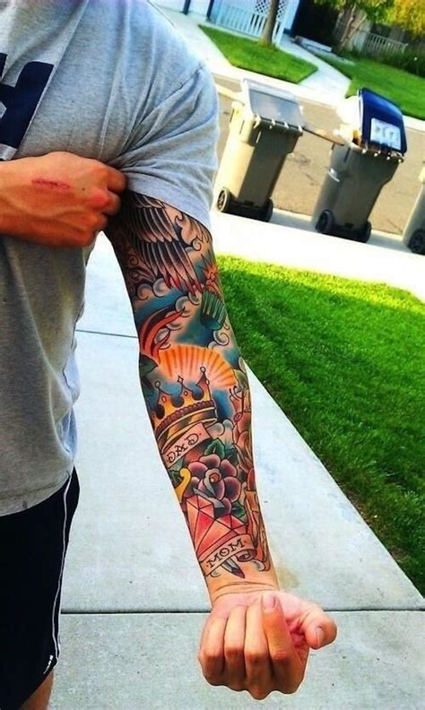 80+ Bright Color Tattoo Design Ideas | Mangas del tatuaje tradicionales ...