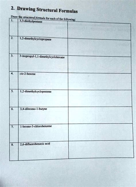 SOLVED: 2. Drawing Structural Formulas Draw the structural formula for ...