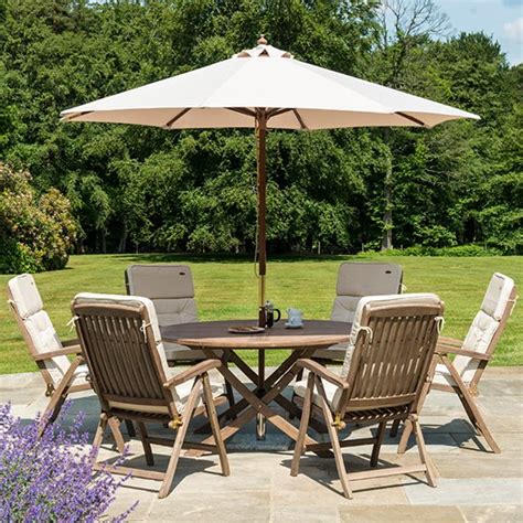 Strox 1400mm Folding Dining Table And 6 Recliner Armchairs - OutDoorFurnitureTables.com