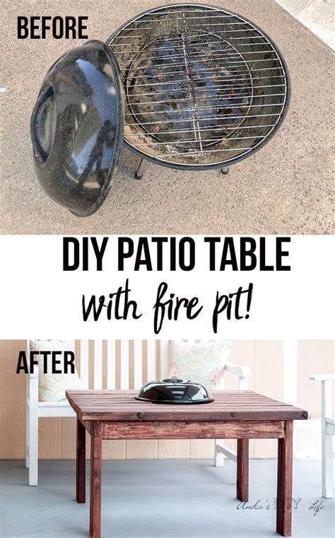 DIY Patio Table With Fire Pit - Step By Step Tutorial And Plans To Build