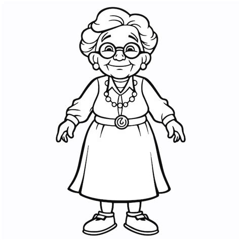 Grandma Face Clipart Black And White