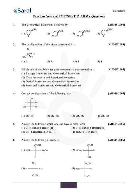 Isomerism - NEET Previous Year Questions with Complete Solutions