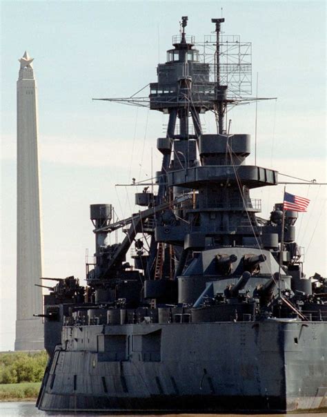 USS Texas (BB-35) and San Jacinto Monument, now a Museum ship at San ...