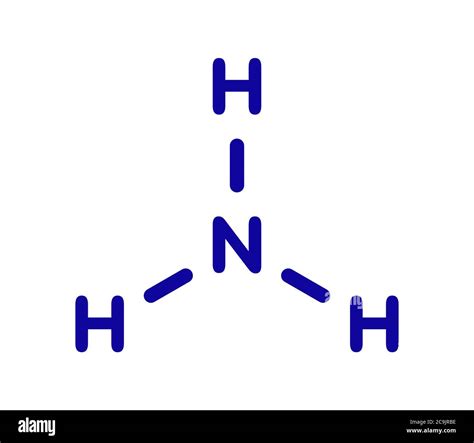 Ammonia (NH3) molecule. Blue skeletal formula on white background Stock Photo - Alamy