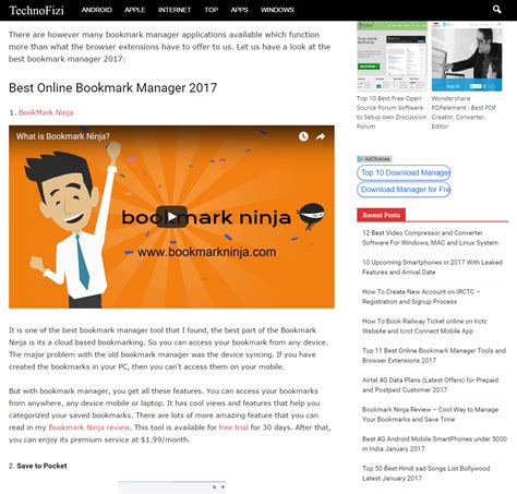 Bookmark Ninja: Bookmark Ninja in the top 11 bookmark managers 2017 list