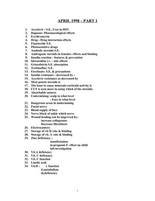 April 1998 part1 mcq derma | PDF