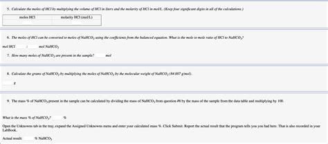 Calculate the moles of HCl ﻿by multiplying the volume | Chegg.com