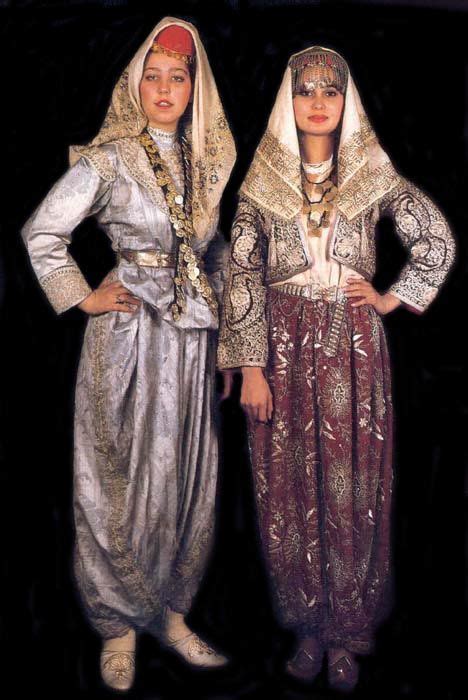 Traditional bridal/festive costumes from Eskişehir. Style: 1925-1950. Left: an example of the ...