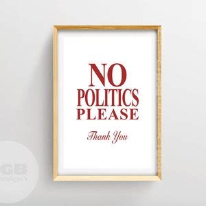 No Politics Sign, Funny Printable, Holiday RULES, PRINTABLE Art, Kitchen Art, Thanksgiving Decor ...