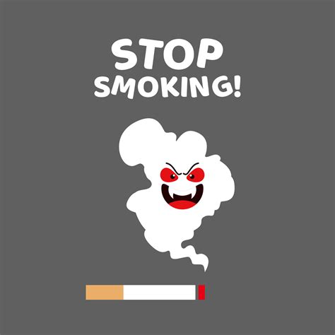 Stop smoking poster illustration design, smoke cartoon character with ...