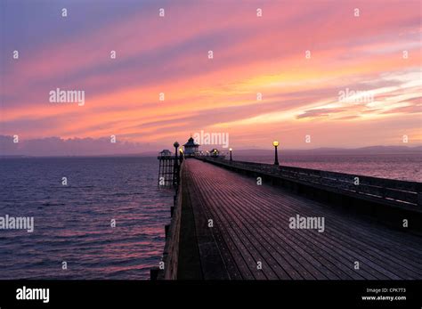 Clevedon Pier at Sunset Stock Photo - Alamy