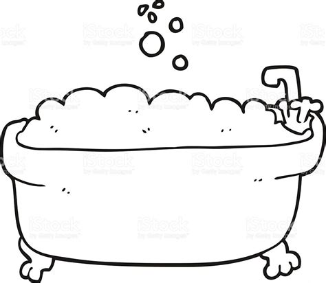 freehand drawn black and white cartoon bathtub | Black and white cartoon, Watercolor greeting ...