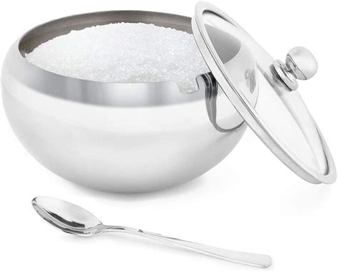 Large Sugar Bowl, Glass With Clear Lid and Spoon, Holds 2 cups of Sugar, 16.9oz-1PACK - Walmart ...