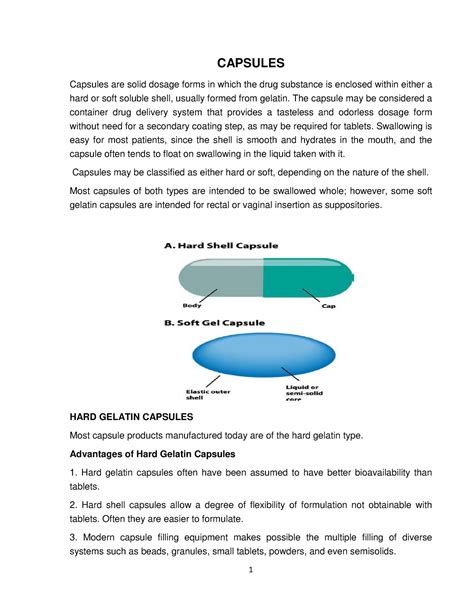 Lecture 4 Capsules - dosage form - CAPSULES Capsules are solid dosage forms in which the drug ...