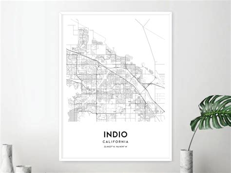 Indio Map Print Indio Map Poster Wall Art Ca City Map - Etsy