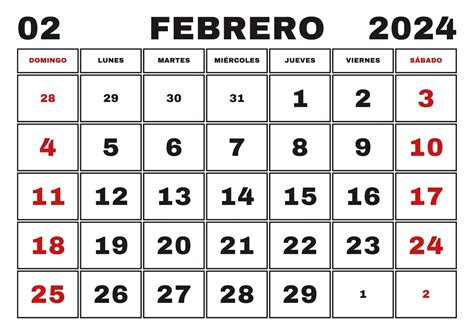 Calendario 2024 Febrero - Brook Collete