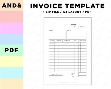 Invoice Template Invoice Pdf Printable Invoice File Vector File Invoice ...