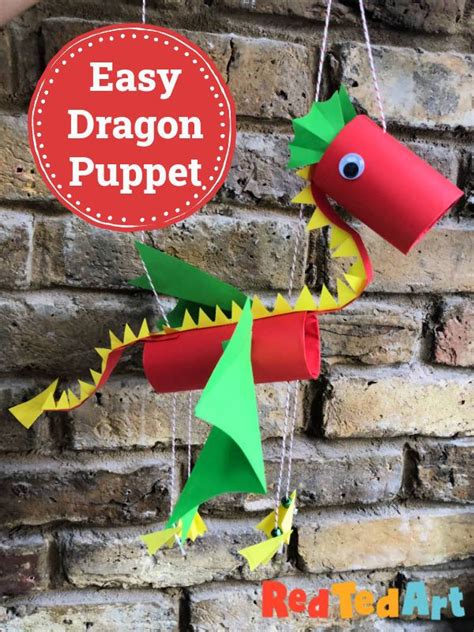 Easy Paper Dragon Puppet Craft For Kids - Red Ted Art | Puppet crafts ...