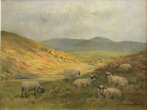 Sheep Grazing on the hill, Scottish artist John Murray Thomson 1885 ...