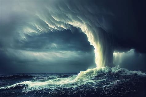 Premium Photo | Dangerous approaching storm tornado over sea or ocean natural disaster ...