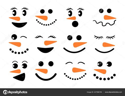 Download - Cute snowman faces - vector collection. Snowman heads. Vector illustration isolated ...