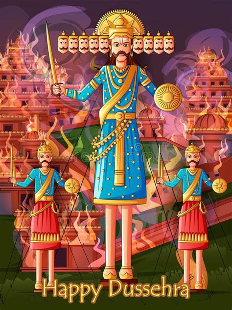 Ravana On India Festival Happy Dussehra Background Stock Vector - Illustration of editable, king ...