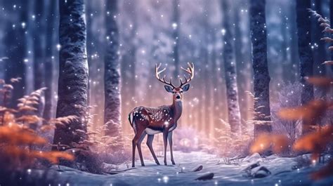 Premium AI Image | A deer in the snow in the forest