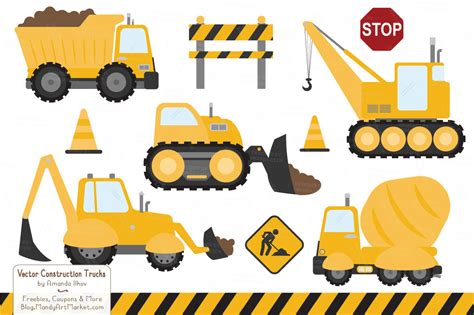 CONSTRUCTION TRUCKS Digital Clipart Set Construction Clipart ...