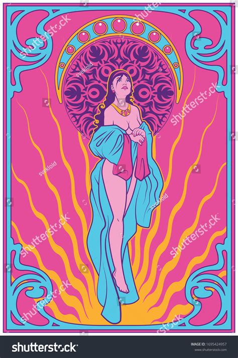 Art Nouveau Women Poster Psychedelic Art Stock Vector (Royalty Free) 1695424957 | Shutterstock