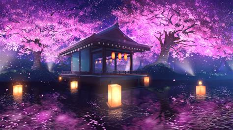 cherry blossoms at night by smile : r/ImaginaryLandscapes