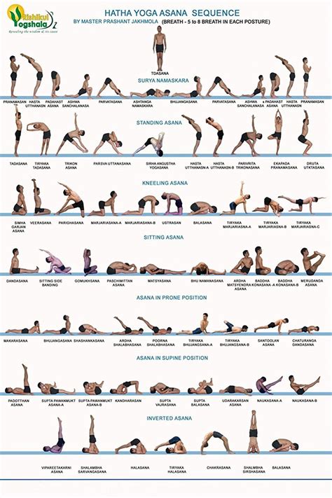 DNOVING Poster Stylish Art Print Hatha Yoga Asana Sequence Yoga Action Chart Pattern Print Wall ...