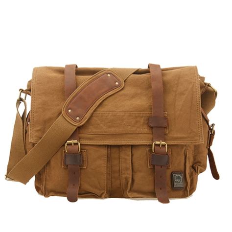 Men's Vintage Canvas Leather Satchel School Military Shoulder Bag Messenger Bag | eBay