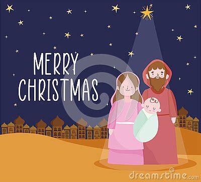 Nativity, Manger Baby Jesus Hut Donkey Angel and Star Cartoon Stock Vector - Illustration of ...
