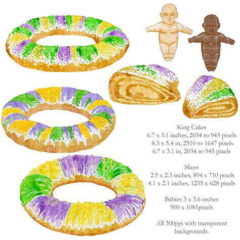 WATERCOLOR King Cake Illustrations Mardi Gras Clipart - Etsy