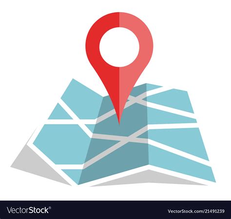 Flat color location icon on paper map Royalty Free Vector