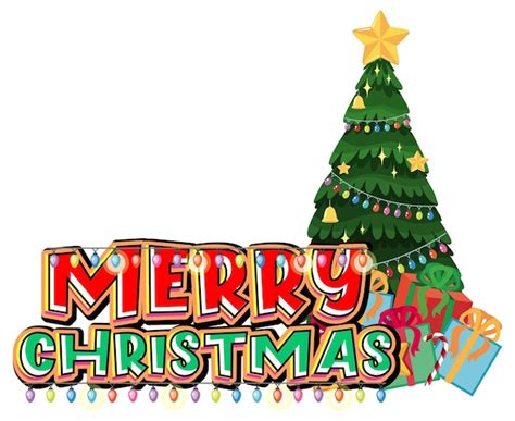 Premium Vector | Merry Christmas logo banner with Christmas tree