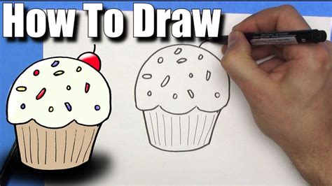 How To Draw a Cupcake - EASY - Step By Step - YouTube | Easy drawing ...