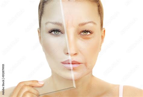 Ageing skin ,internal and external causes of skin aging, signs of skin aging Stock Photo | Adobe ...