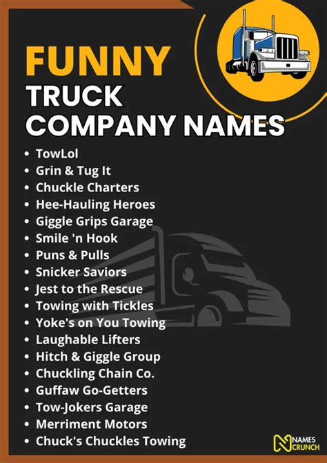 Funny Truck Company Names (Creative & Unique) - Names Crunch