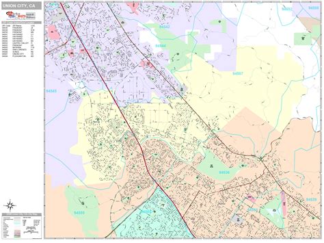 Union City California Wall Map (Premium Style) by MarketMAPS - MapSales.com