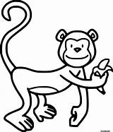 Monkey Holds A Banana Coloring Page Printable sketch template