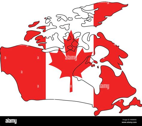 Colors and maple leaf of Canada flag in outline shape of country Stock Vector Image & Art - Alamy