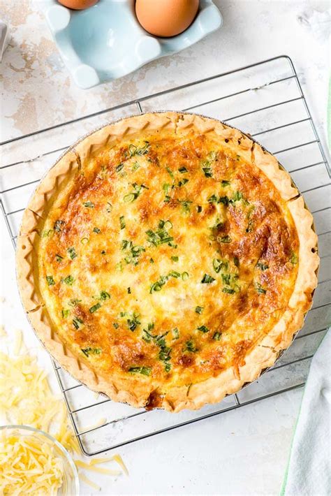 Classic Quiche Lorraine, a cheesy bacon quiche, is easy to make and ...